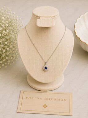 Freida Rothman Sterling Silver Blue Stone Pendant Necklace NWT $195 MSRP